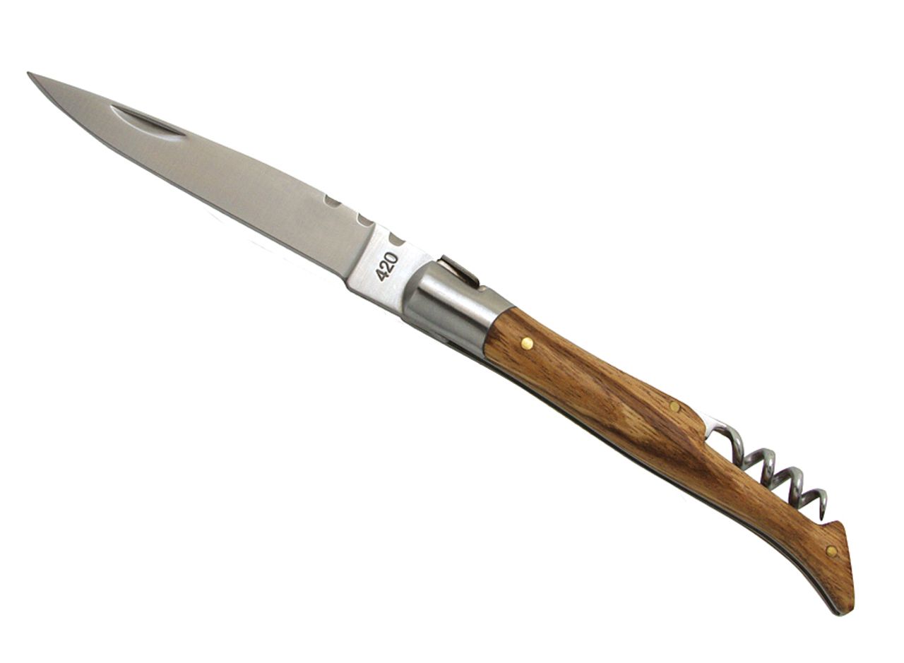 Pocket knife 'Tradition', 12cm, corkscrew, zebra wood (with pouch