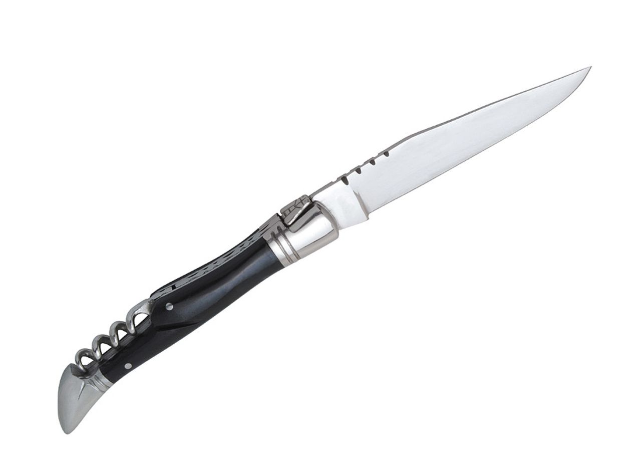 Laguiole knife, 11 cm, black handle, with corkscrew Pocket cutlery