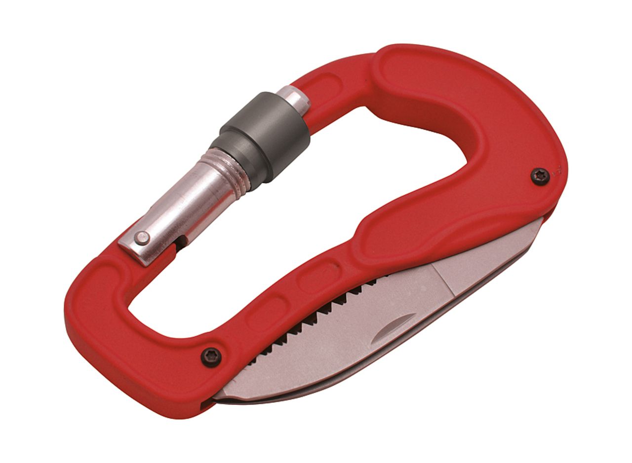 Carabiner 'Cliff', red - Multifunction - Pocket cutlery - Coriolis Pro