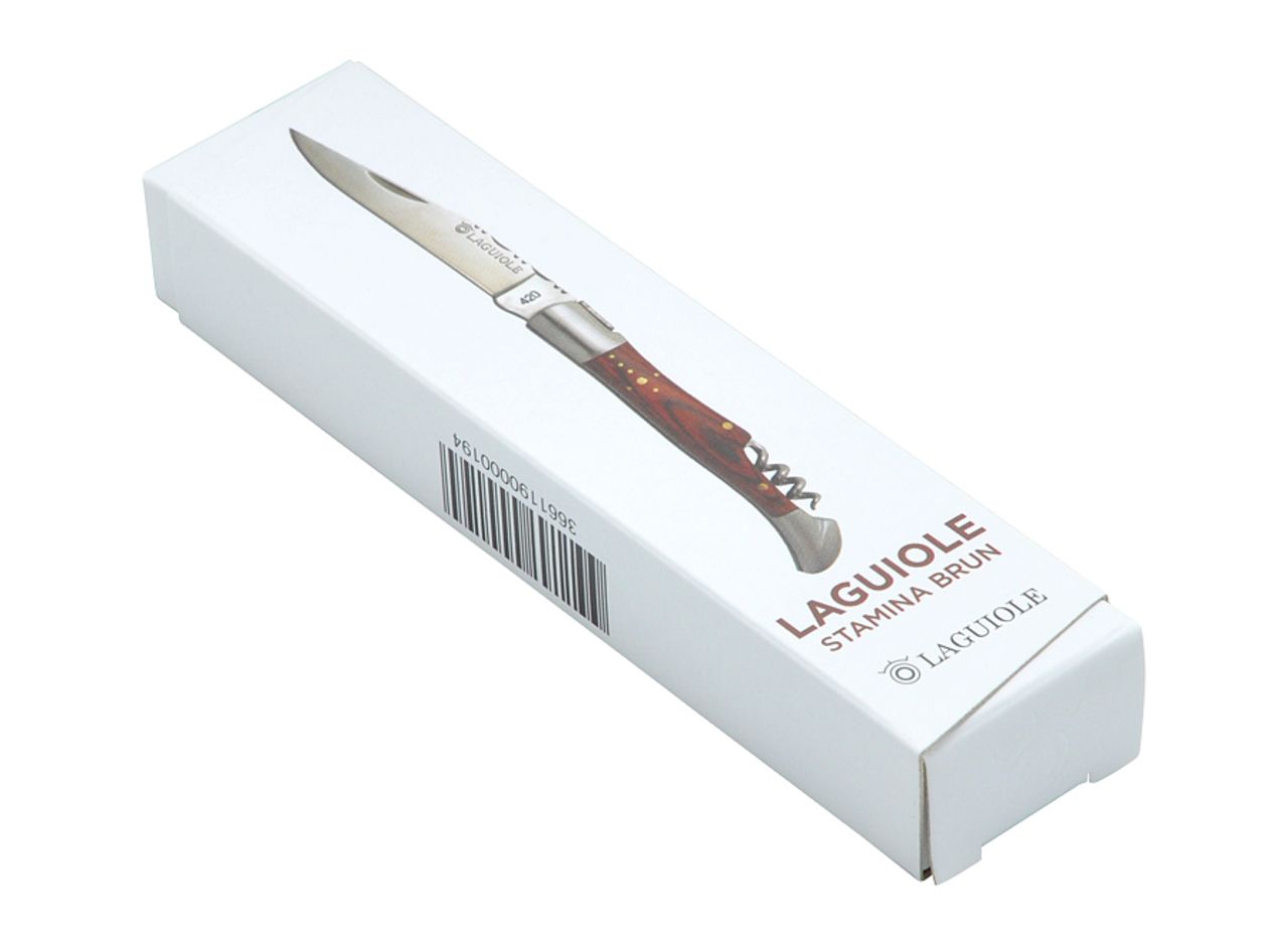 Laguiole knife, 12 cm, brown stamina, with corkscrew Pocket cutlery