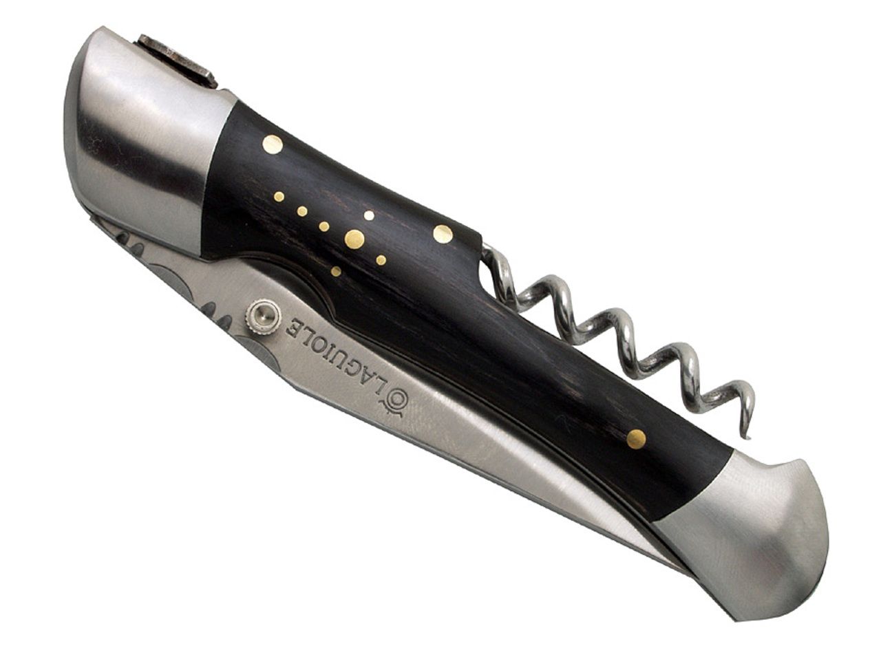Laguiole knife 'Nature', black stamina, corkscrew Pocket cutlery