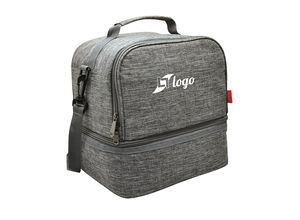 Sac Isotherme THERMOBABY 4,5L - 2 Compartiments, Bandoulière, Pour Repas Bébé Ou Lunch Adulte, Gris Chiné