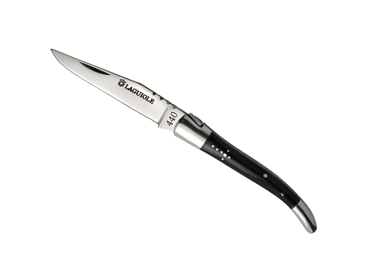 Laguiole knife, 11 cm, true black horn handle Pocket cutlery